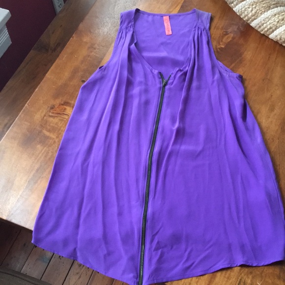 Gorgeous purple silk tunic with zipper - Picture 1 of 4
